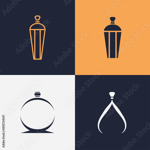 Modern Simple Perfume Bottle Logo Bundle with Creative Colorful Style for Beauty, Cosmetic, and Fragrance Branding