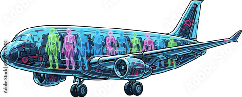 Aircraft X-Ray Structure with Humans Vector