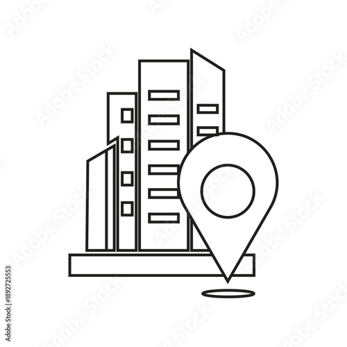 Office Building Location Line Icon