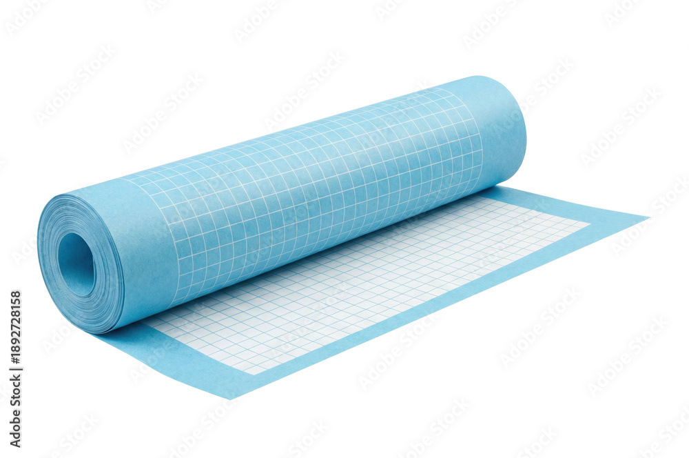 Fototapeta premium Blue blueprint paper roll isolated. Architecture plan.