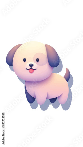 Charming cartoon puppy jumping with joyful exuberance and friendly expression.