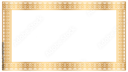 Luxury Floral Rectangle Certificate Border Pattern Line Photo Frame Islamic Wedding Invitation Background Vector 