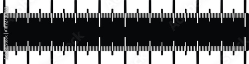 Silhouette of measuring scale with vertical tick marks for precision, calibration, and technical design themes