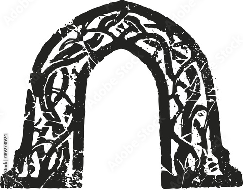 ancient stone arch with celtic knot and vine carvings symbolizing heritage and tradition