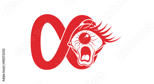 Vibrant red eye scream within an infinity loop Vector