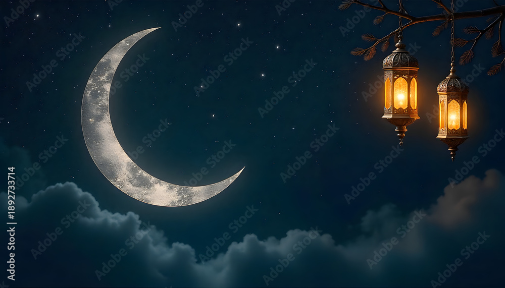 Naklejka premium moon and clouds
