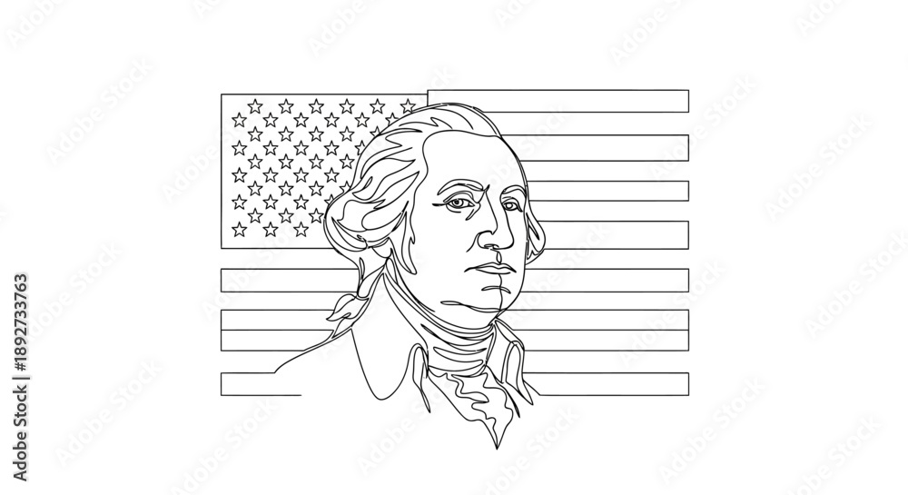 Fototapeta premium George Washington portrait with American flag background