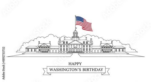 Washington's Birthday, Mount Vernon, American Flag