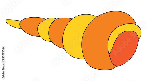 Cartoon auger seashell on a white background
