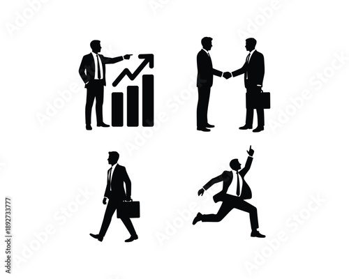 Businessman silhouettes, Businessman with briefcase, Corporate leader, executive CEO, professional presentation, businessman engaged phone, businessman with laptop, professional analyzing, investment 
