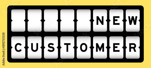 Black color in word new customer on slot banner with yellow color background