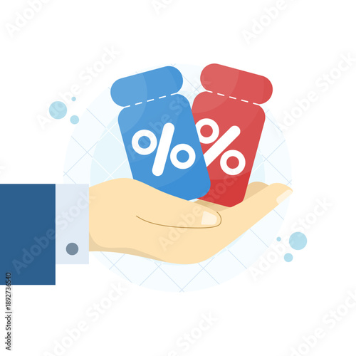 Vector illustration of a price tag icon representing online shopping discounts and coupon offers. Clean design for sales promotions, special deals, and e-commerce marketing.
