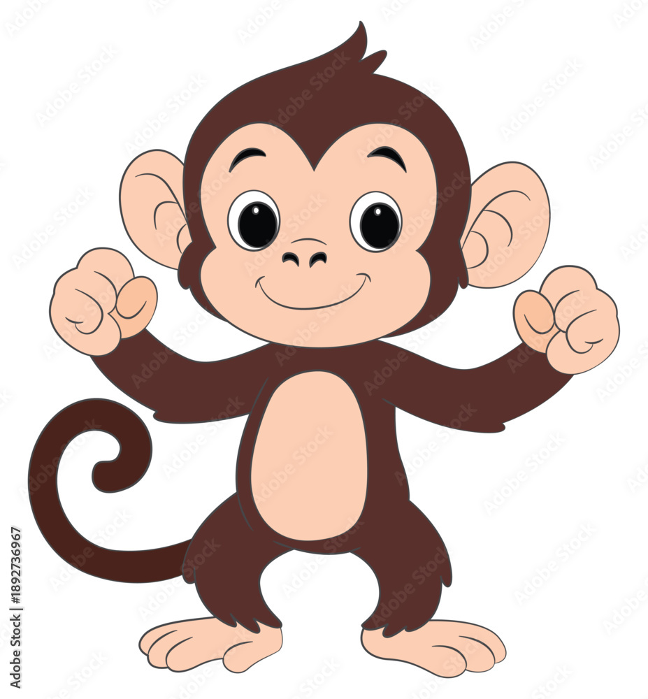 Fototapeta premium Cute monkey standing vector illustration