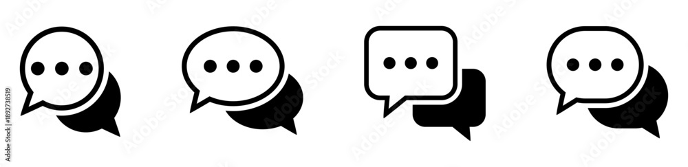 Fototapeta premium Chat message icon set, speech bubble icons, Social media message.
