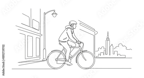 Man riding bicycle in city