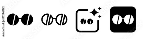 Round sunglasses icon representing summer fashion retro style retail marketing graphic design and style symbolism in black vector illustration