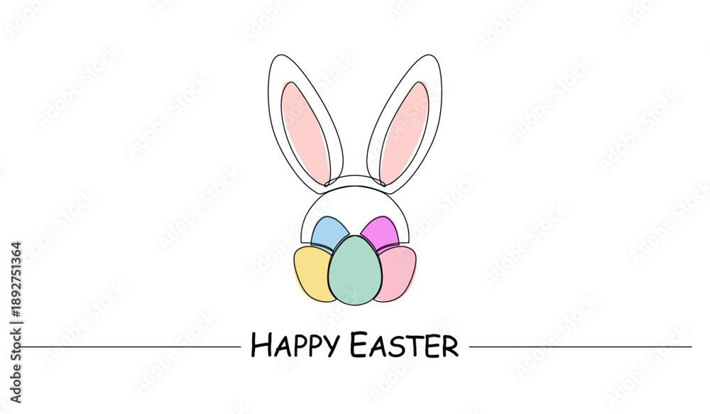 Obraz premium Easter eggs line art style. Happy Easter day vector illustration