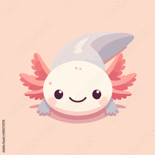 flat illustration of a cute axoloth