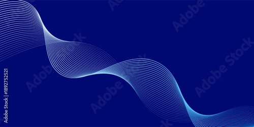 Smooth flow of wavy shape with gradient vector abstract background, dark blue design curve line energy motion.