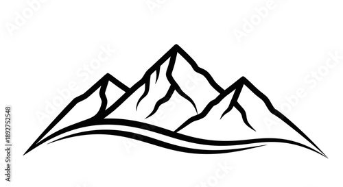 Simple Black Mountain Range Illustration.
