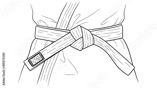 Black belt knot outline on martial arts uniform