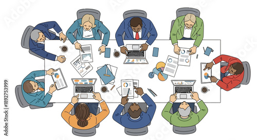 Business Meeting with Colleagues Around Table.