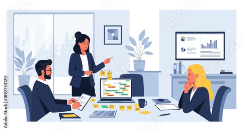 Business Meeting with Colleagues Discussing.