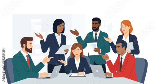 Business Professionals in Meeting Discussion.