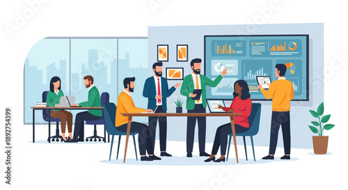 Business Meeting in Modern Office.