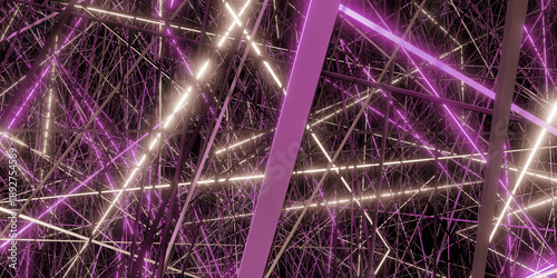 Intricate intersecting laser beams, abstract background, 3D illustration