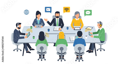 Business Meeting with Colleagues Discussing.