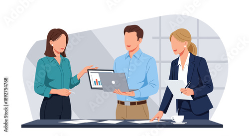 Business Professionals Discussing on Laptop.