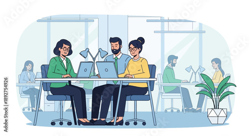 Colleagues Working Together in Office.