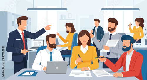 Business Meeting with Colleagues Discussing.