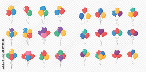 Colorful cartoon balloons in various shapes and sizes, perfect for parties, celebrations, and festive decorations.