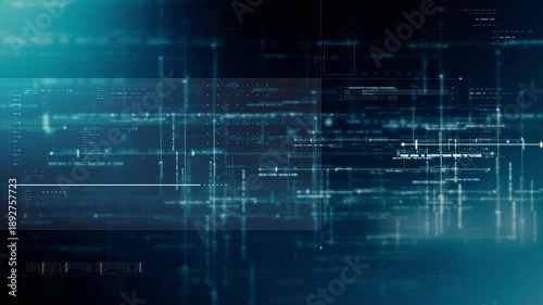 Futuristic screen display matrix, hi-tech digital data telemetry with encrypted numbers, display dynamic background for computer desktop screen display format