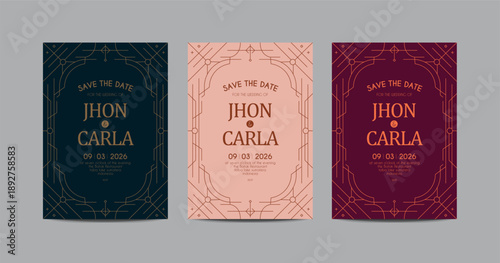 Wedding Vintage Art Deco Invitation Template