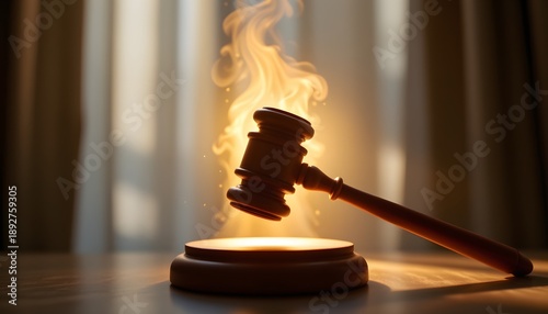 Burning Gavel: A powerful depiction of justice with a gavel engulfed in flames.