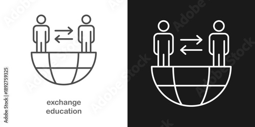 Student Exchange Program Line Icon, International Education, Study Abroad Concept
