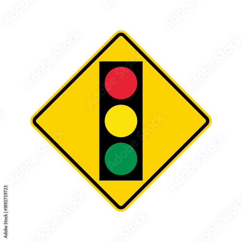 Traffic light warning road sign icon