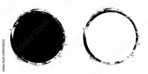Circle Grunge badge brush, Round brush paint strokes, Grunge round border background, Hand drawn circles set text box element vector illustrator