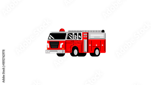 A bright red fire truck with a ladder and emergency equipment, rendered in a clean, modern illustration style.