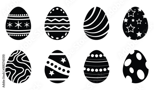Easter eggs vector icon set. Black and white easter eggs icon set. Easter day festival icon. Vector illustration.