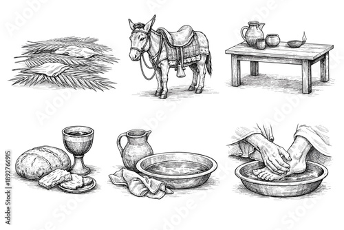 Biblical Daily Life and Faith Symbol Engraving Set