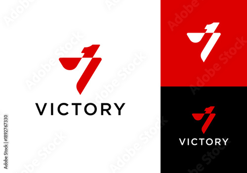 Modern and simple vector design logo icon V1. winner, champion or best logo.
