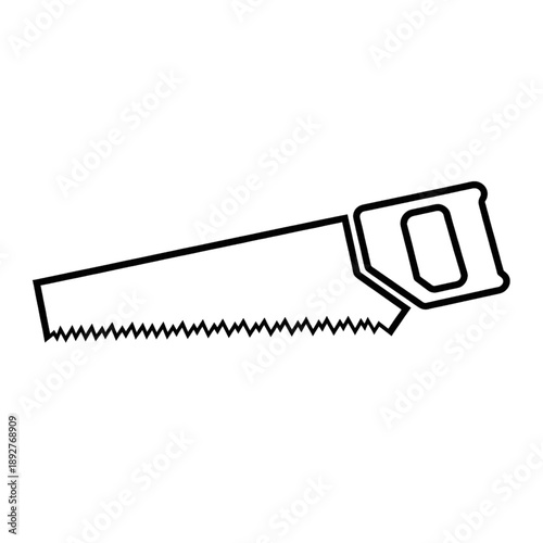 Hand Saw Cutting Tool Silhouette Vector Icon