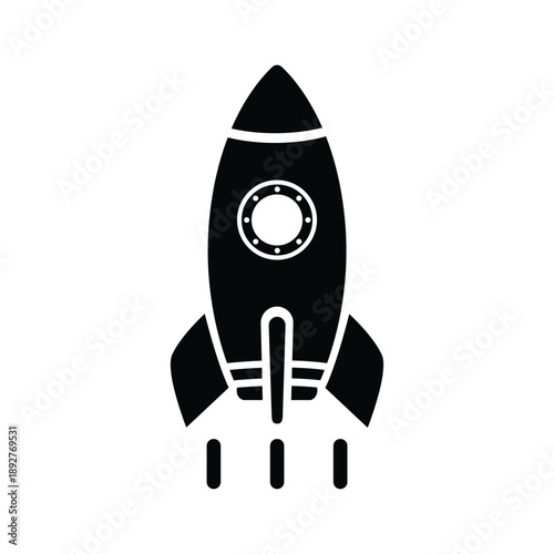 Space ship vector icon. Futuristic spacecraft symbol illustration for science fiction and space design.
