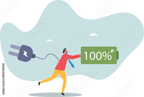 Full recharge energize, motivation to success in work, productive and efficiency, aspiration or enthusiastic.about a man and his life.