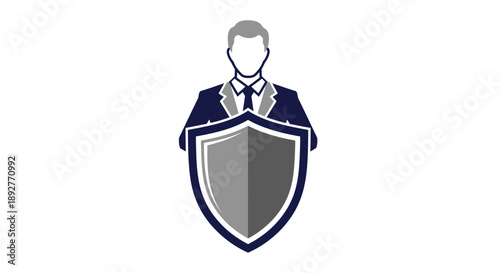Businessman holding a shield for protection and security.