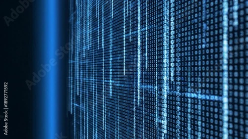 Binary data stream visualization digital code information technology concept